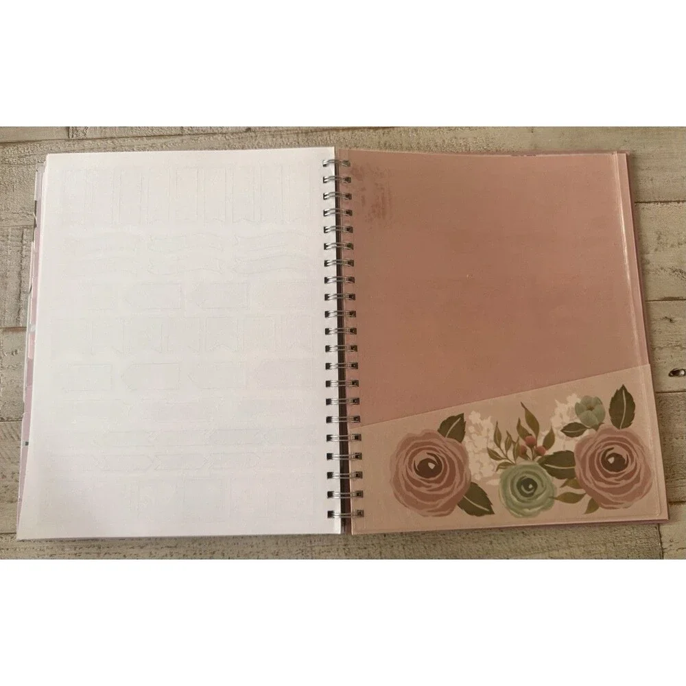 Modern Floral Wedding Planner Spiral Bound Organizer Notebook Pink Green White